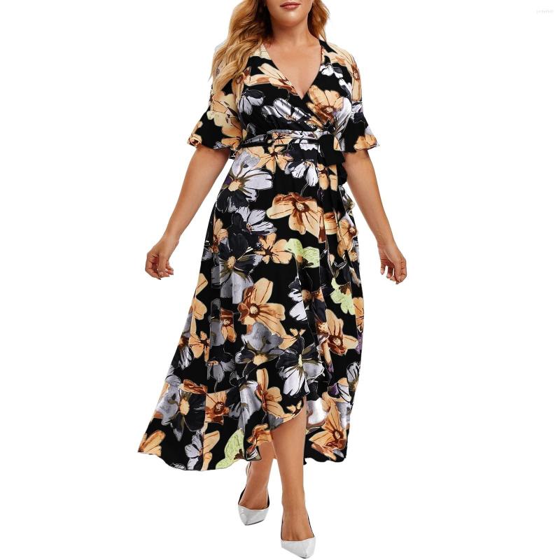 Party Dresses Boho Women's Dress Plus Size Casual Floral Print Long Short Sleeve V Neck Ruffle Irregular Vestido De Mulher
Party Dresses Boho Women's Dress Plus Size Casual Floral Print Long Short Sleeve V Neck Ruffle Irregular Vestido De Mulher