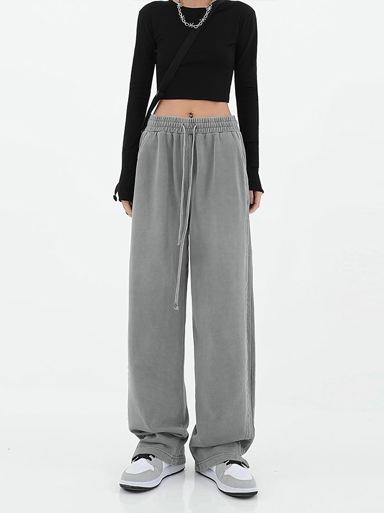 Women's Pants Capris Sportswear Women Sports Pants Summer Versatile Wide Leg High Waist Straight Sweatpants Streetwear Trousers 230413