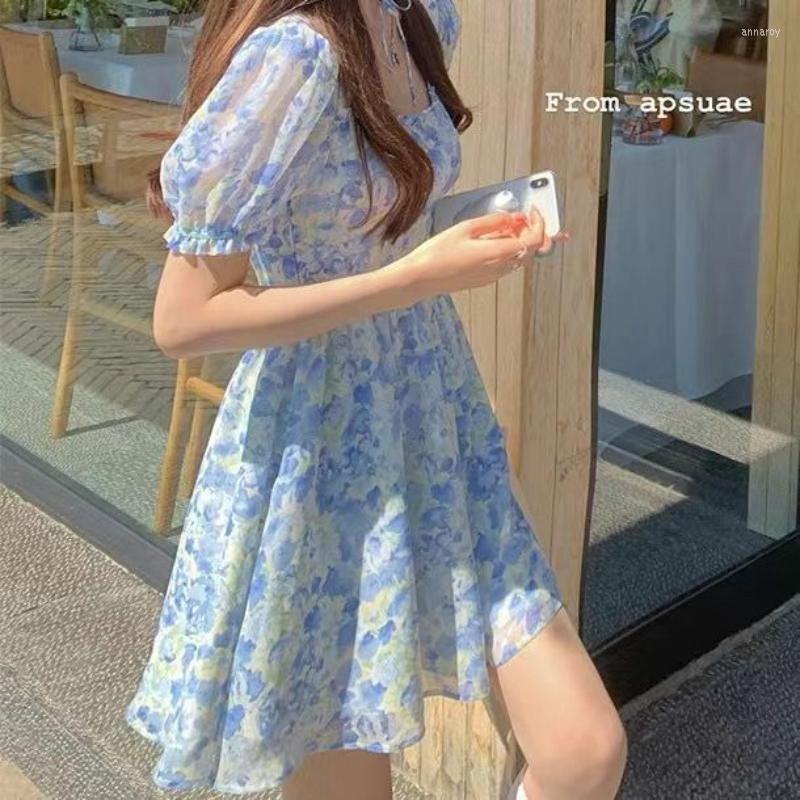 Casual Dresses French Floral Light Blue First Love Dress Women's Summer Hollow Back High Waist
Casual Dresses French Floral Light Blue First Love Dress Women's Summer Hollow Back High Waist