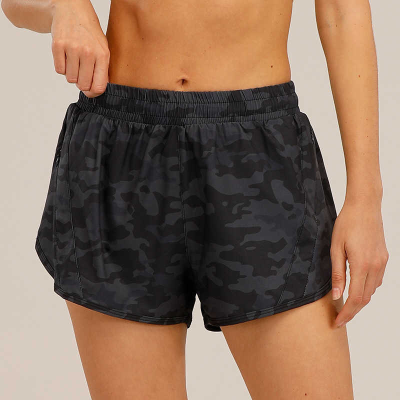 Yoga Outfit Camouflage Running Women Sports With Liner Side Zipper Pockets Gym Exercise Workout Training Fi Shorts