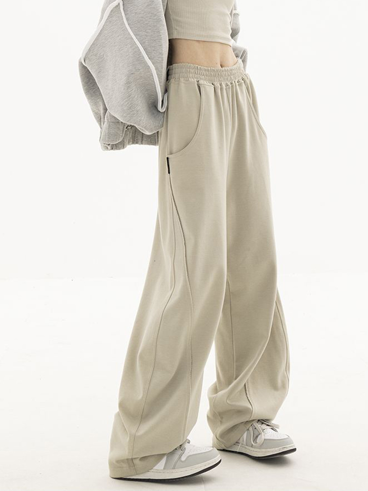 Women's Pants Capris Zoki Fashion Bf Oversize Sweatpants Streetwear High Waist Women Loose Y2K Wide Leg Pants Korean Vintage Pockets Casual Trous