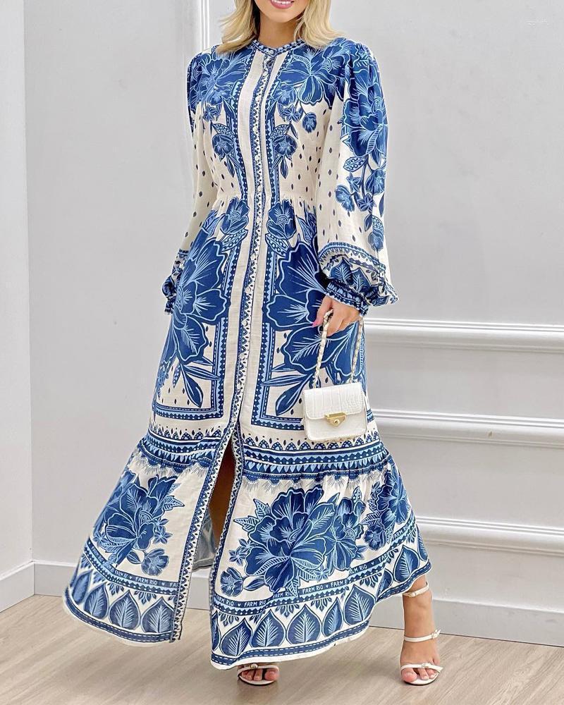 Casual Dresses Floral Print Puff Lantern Sleeve Maxi Dress Women Spring Summer Long Loose Flower High Waist Floor Length, Blue
Casual Dresses Floral Print Puff Lantern Sleeve Maxi Dress Women Spring Summer Long Loose Flower High Waist Floor Length, Blue