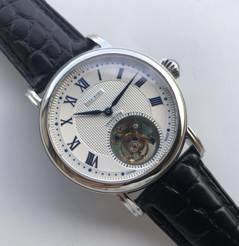 Wristwatches Genuine Tourbillon Seakors Men Watch Seagull Movement ST8000 Mechanical Luxury Business Leather Waterproof, Silvercasebluesclae
Wristwatches Genuine Tourbillon Seakors Men Watch Seagull Movement ST8000 Mechanical Luxury Business Leather Waterproof, Silvercasebluesclae