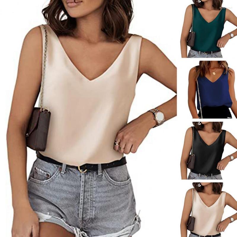 Women's Blouses Women Tank Top V-neck Solid Color Sleeveless Vest Low-cut Loose Daily Wear Pullover Satin Summer Clothes Tops, Green
Women's Blouses Women Tank Top V-neck Solid Color Sleeveless Vest Low-cut Loose Daily Wear Pullover Satin Summer Clothes Tops, Green