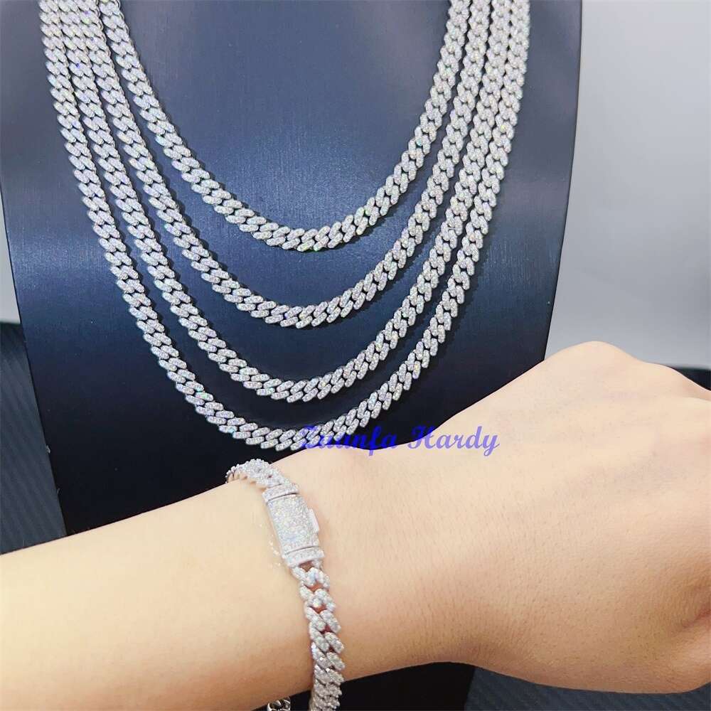designer hip hop jewelry 8mm 16 18 20 22 inches link necklace VVS GRA Certified moissanite cuban chain