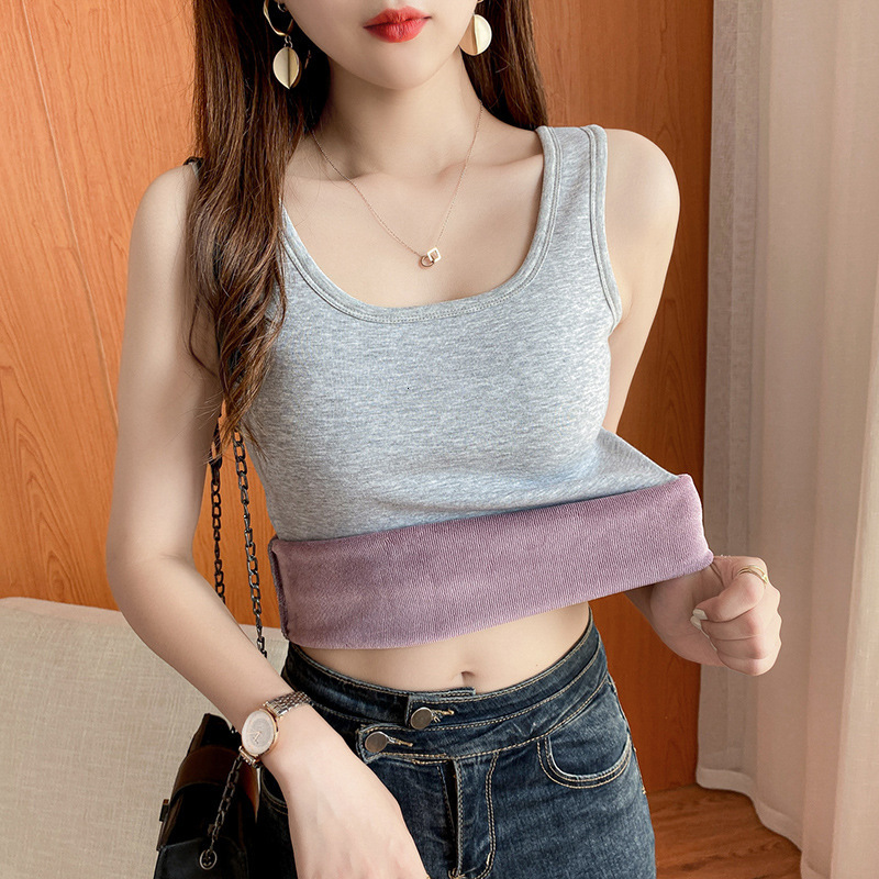 Camisoles Tanks Women Thicken Plus Velvet Keep Warm Thermal Underwear Seamless Body Sculpting Elastic Lingerie Back Closure Tank Top 230413