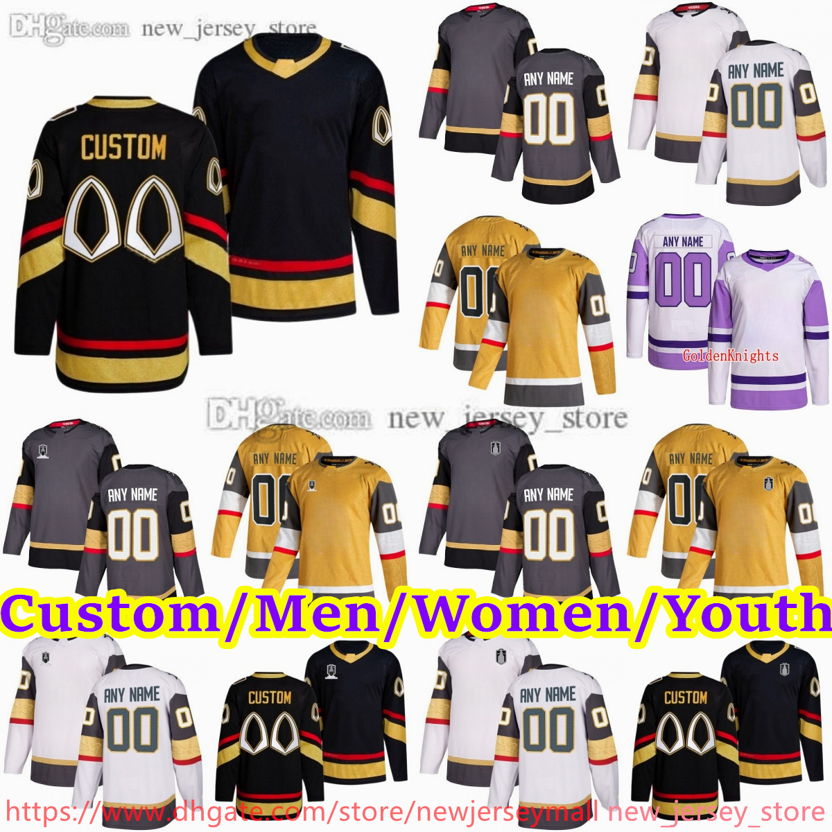 New Ice Hockey 71 William Karlsson Jersey Stitch 9 Jack Eichel Mark Stone Jonathan Marchessault Adin Hill Alex Pietrangelo Alec Martinez Phil Kessel Jersey Home away
