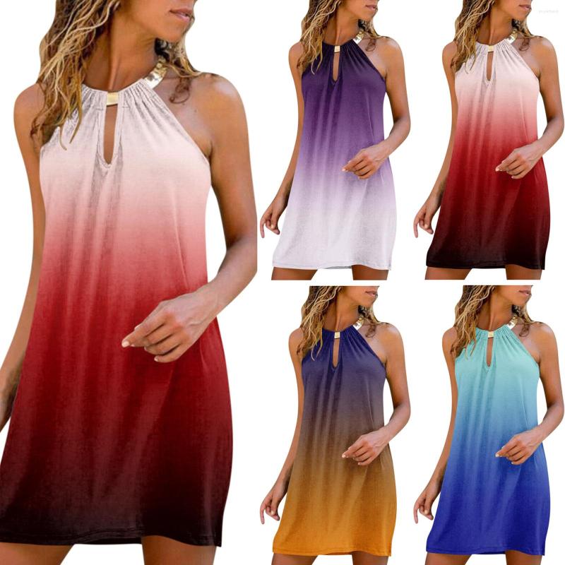 Casual Dresses Gradient Print Women Summer Dress Sleeveless Halter Neck Flowy Sundress Vestidos Hollow Out Beach Evening Party, Blue
Casual Dresses Gradient Print Women Summer Dress Sleeveless Halter Neck Flowy Sundress Vestidos Hollow Out Beach Evening Party, Blue