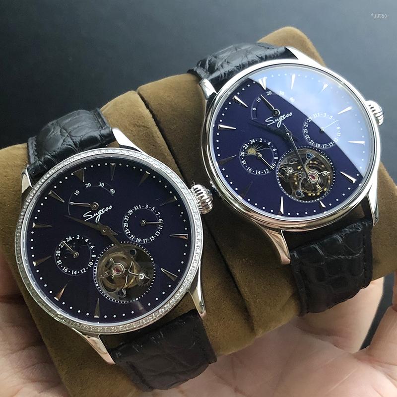 Wristwatches Men's Tourbillon Mechanical Watches Mens Business Sugess St8007 Movement Calendar Moon Phase Watch Men Montre Homme Luxe, A no crystal case
Wristwatches Men's Tourbillon Mechanical Watches Mens Business Sugess St8007 Movement Calendar Moon Phase Watch Men Montre Homme Luxe, A no crystal case