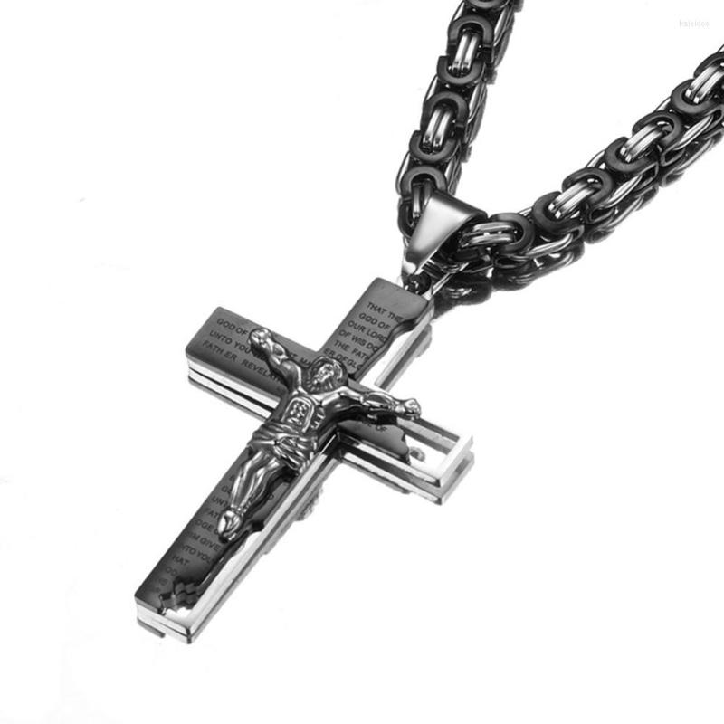 Pendant Necklaces Rock Men's Black Plated 316L Stainless Steel Jesus Cross Necklace With Byzantine Box Chain Jewelry
Pendant Necklaces Rock Men's Black Plated 316L Stainless Steel Jesus Cross Necklace With Byzantine Box Chain Jewelry