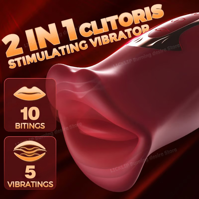 Vibrators LICKLIP Mouth Biting Vibrator Licking Tongue Oral Sex Toys For Women Vibrating Modes Clitoris Stimulator Nipples Messager Female 230413