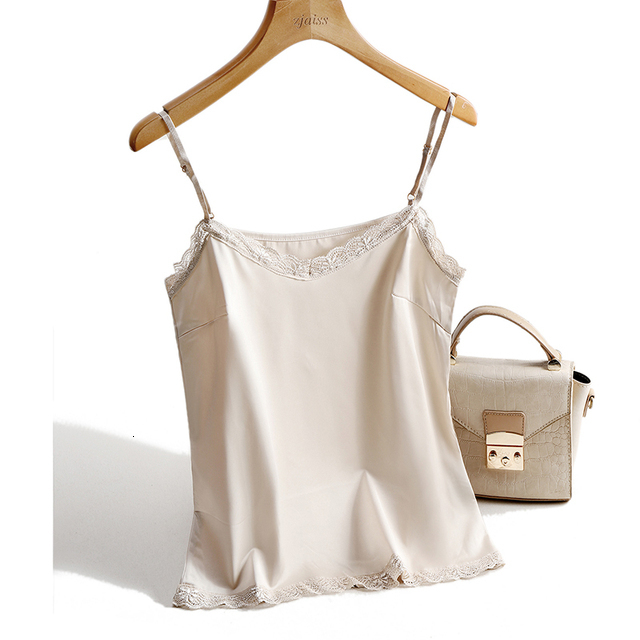 Camisoles Tanks Lace Top Women Halter V Neck Basic Black Cami Sleeveless Satin Silk Tank Tops Women'S Summer Camisole Beige Sexy Strap Tops 23041