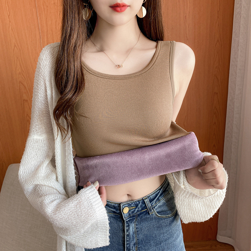 Camisoles Tanks Women Thicken Plus Velvet Keep Warm Thermal Underwear Seamless Body Sculpting Elastic Lingerie Back Closure Tank Top 230413
