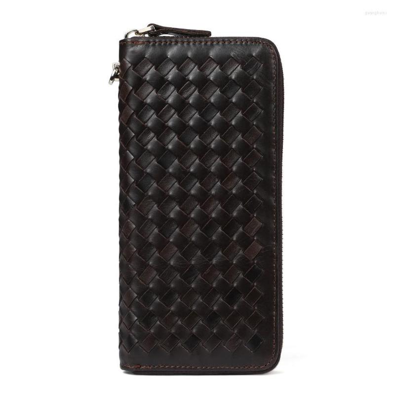 Wallets Knitting High Quality Genuine Cowhide Leather Women Long Bifold Wallet Purse Vintage Card Holder Designer Male Carteira, Brown
Wallets Knitting High Quality Genuine Cowhide Leather Women Long Bifold Wallet Purse Vintage Card Holder Designer Male Carteira, Brown