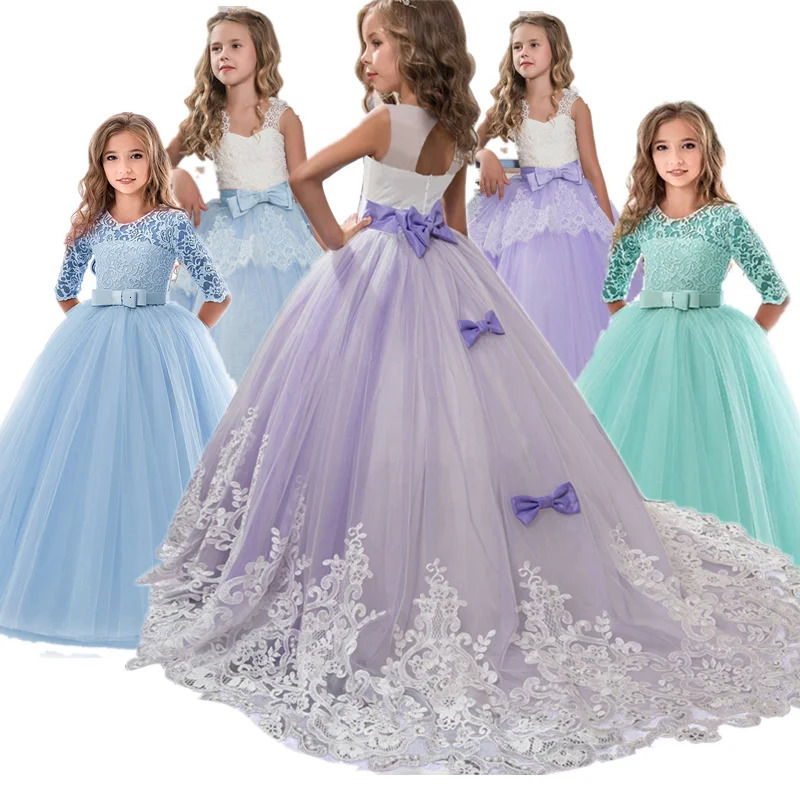 Girl's Dresses Girls Birthday Dresses for Kids Children Princesss Party Dress Flower Elegant Wedding Gown Vestidos for 6-14 Yrs Christmas Dress 2