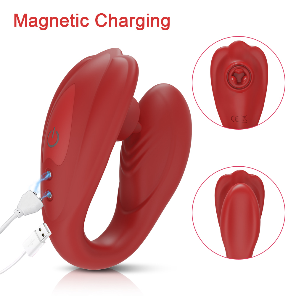 Vibrators Remote Control Butterfly Vibrator for Couples with Tongue Licking Wireless Clitoris Stimulator Sex Toys Adult Goods for Women 230413