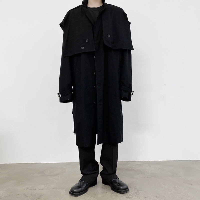 Men's Trench Coats Men Streetwear Fashion Loose Casual Coat Male Women Punk Gothic Harajuku Long Motorcycle Jacket Outerwear 230413Z