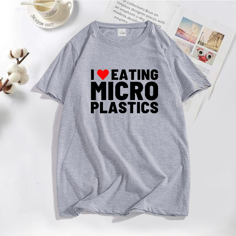 Men's T-Shirts I Love Microplastics T-Shirts Men Funny Mmicroplastic Humor Letter Print Tee Tops Summer Cotton Casual T Shirt Male Clothes Tops 2