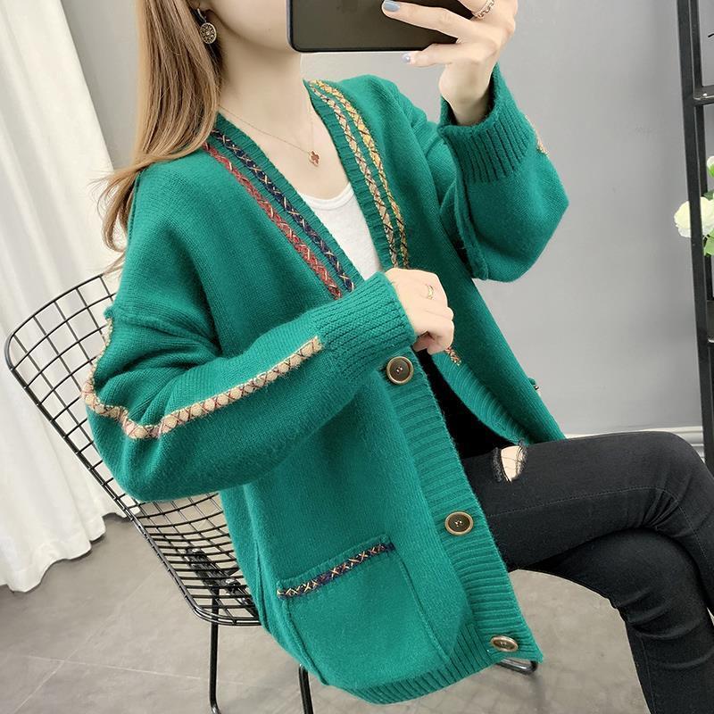 Women' Knits & Tees Woman Fashion Soft Sweater Coats Female Full Sleeve Single Breasted V-Neck Pull Oversize Knit Cardigan Streetwear Cardi, Green
Women' Knits & Tees Woman Fashion Soft Sweater Coats Female Full Sleeve Single Breasted V-Neck Pull Oversize Knit Cardigan Streetwear Cardi, Green