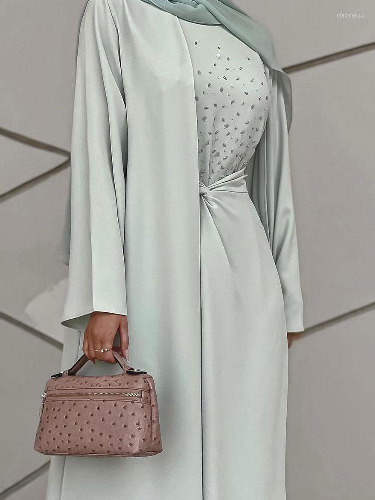 Ethnic Clothing Beaded 3 Piece Muslim Matching Set Women Summer Open Abaya Sleeveless Maxi Dress & Tie Waist Skirt Dubai Turkey Modest
Ethnic Clothing Beaded 3 Piece Muslim Matching Set Women Summer Open Abaya Sleeveless Maxi Dress & Tie Waist Skirt Dubai Turkey Modest