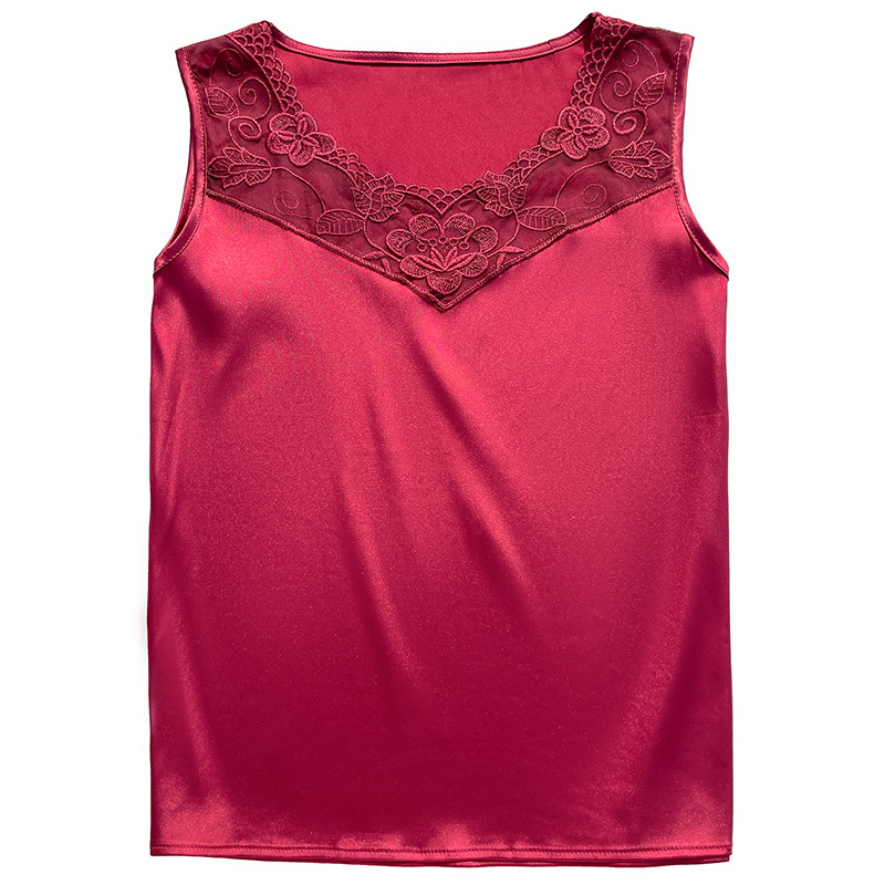 Camisoles Tanks M-5XL Summer Women clothing Sleeveless Camisole shirt Fashion V-neck Satin Stitching lace Tank Tops 230413