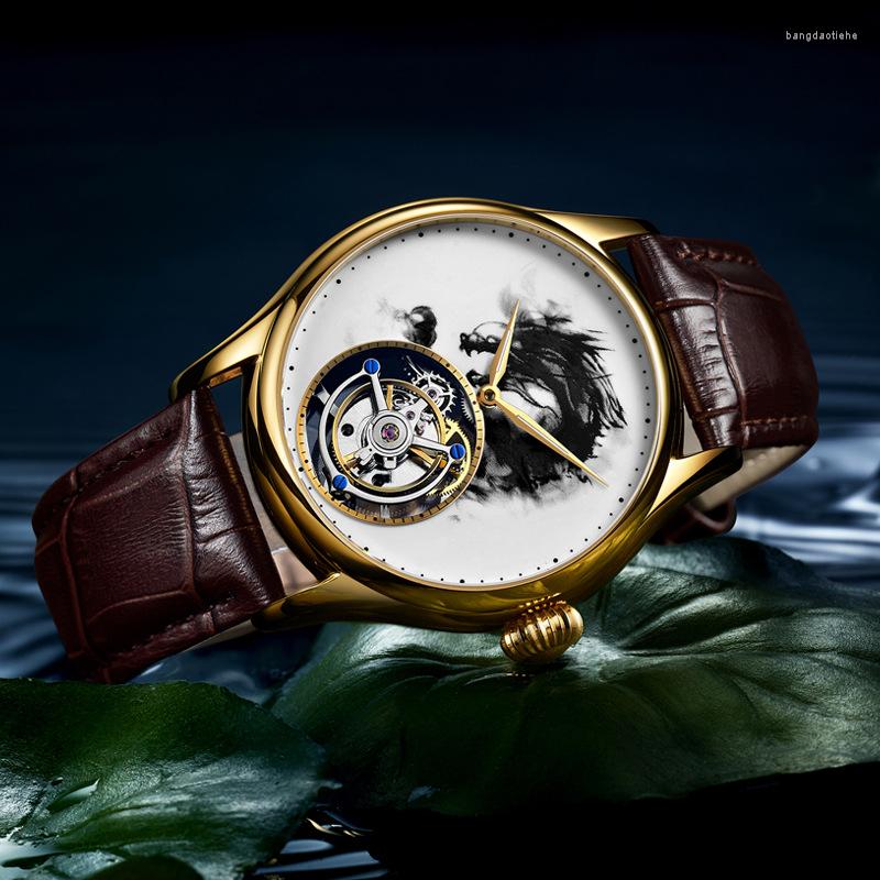 

Wristwatches Seakoss Men Dragon Tourbillon Watch Sapphire Luxury Watches Top Brand Mens Crocodile Leather Mechanical Wristwatch Reloj Hombre, Silver