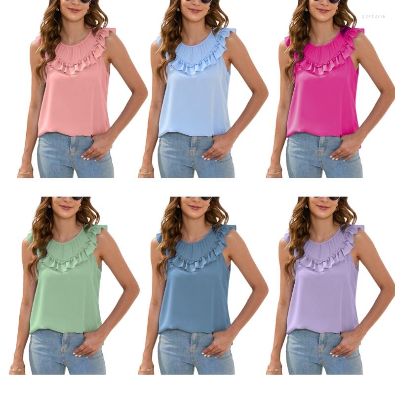 Women' Blouses Women Elegant Ruffle Trim Solid Top Sleeveless Blouse Round Neck Summer Work Shirt Flowy, Green
Women' Blouses Women Elegant Ruffle Trim Solid Top Sleeveless Blouse Round Neck Summer Work Shirt Flowy, Green