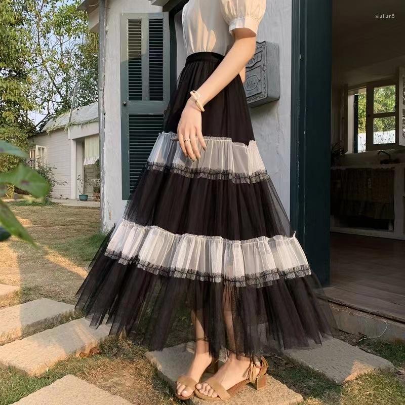 Skirts Long Tulle For Women Black White Patchwork Pleated Skirt Casual Party Fairycore Summer Winter Jupe Longue Falda Mujer, Beige
Skirts Long Tulle For Women Black White Patchwork Pleated Skirt Casual Party Fairycore Summer Winter Jupe Longue Falda Mujer, Beige