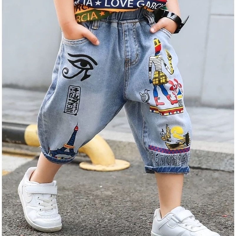 Shorts Denim for Kid Boys Jean Summer Casual Cotton Print Children Pants 90 To 160cm Boy 230412