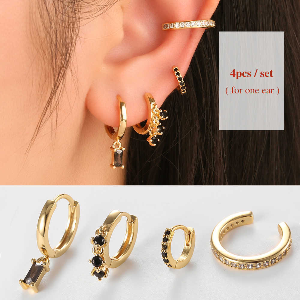 Stud Dowi Huggie Hoop Earrings Set Moon Snake Pendants Small Ear Ring for Women Tiny Piercing Fashion Punk Rock Gold Plated Jewelry P230411