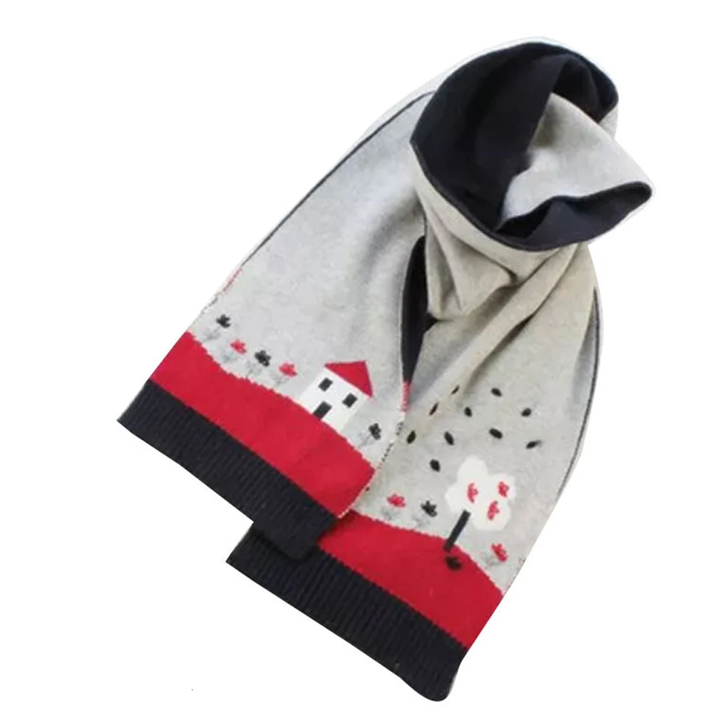 Scarves Wraps TOU--Baby Girl Winter Warm Scarf Knitted Kids Soft Scarves Child Embroidered Lovely Flower Scarf 231113