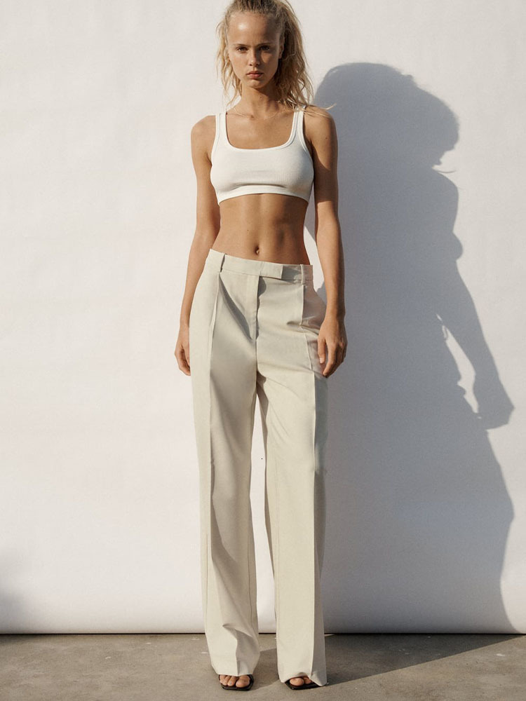 Women's Pants Capris spring women's clothing neutral style all-match high waist wide leg pants suit pants 230413