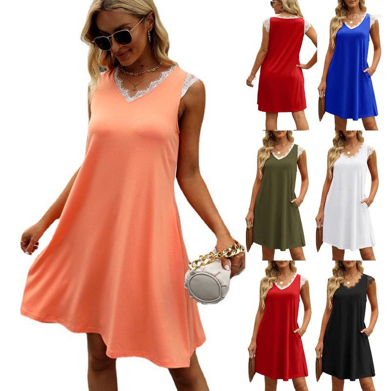 Casual Dresses 2023 Summer Women' Dress Solid V-neck Panel Eyelash Tank Top Pocket Design Relaxed Vestidos De Mujer, Beige
Casual Dresses 2023 Summer Women' Dress Solid V-neck Panel Eyelash Tank Top Pocket Design Relaxed Vestidos De Mujer, Beige