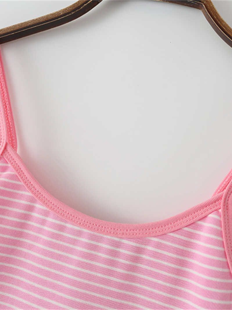 Camisoles Tanks PUWD Casual Women Pink Striped Print Soft Cotton Tank Summer Fashion Ladies Vintage Slim Short Tops Female Chic Crop Top 230413