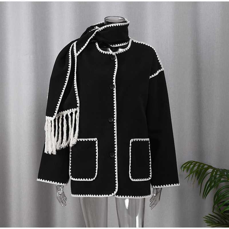 jacket women coat designer jacket clothes fashion clothes women's wool blends women splice cashmere coat autumn winter warm streetwear outwear ja