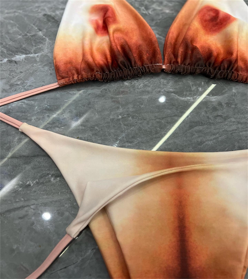 2025--Swimsuit Female Split Bikini Set Style Tie Dye Wind Beach Bathing Suit