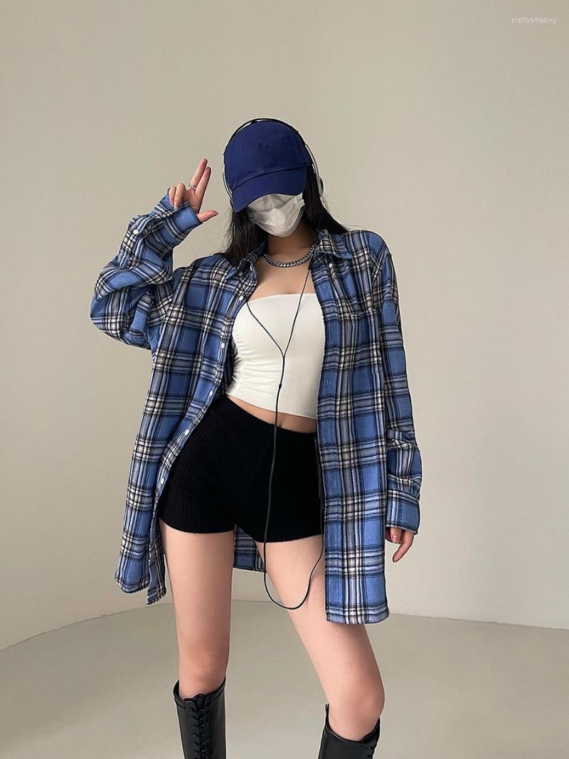 Women's Blouses Sweet Lapel Single Breasted Loose Skinny Long Sleeve Plaid Shirt Blouse Overshirt Tops Korean Blue Women Autumn U1R0
Women's Blouses Sweet Lapel Single Breasted Loose Skinny Long Sleeve Plaid Shirt Blouse Overshirt Tops Korean Blue Women Autumn U1R0