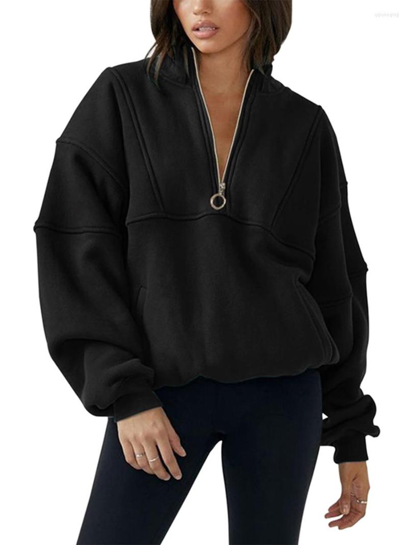 Women' Hoodies Women Sweatshirts Long Sleeve Pullover Lapel Collar Drop Shoulder Tops Shirt High Neck Zipper Casual Party Spring, Black
Women' Hoodies Women Sweatshirts Long Sleeve Pullover Lapel Collar Drop Shoulder Tops Shirt High Neck Zipper Casual Party Spring, Black