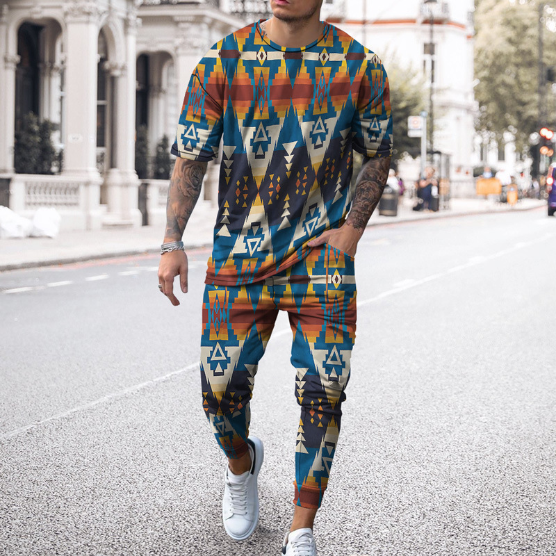 Men's Tracksuits Tracksuit Vintage 3D Printed ShortSleeved Tshirt Trousers Casual Breathable Harajuku Jogger Sportswear 2 Piece Sets 230413