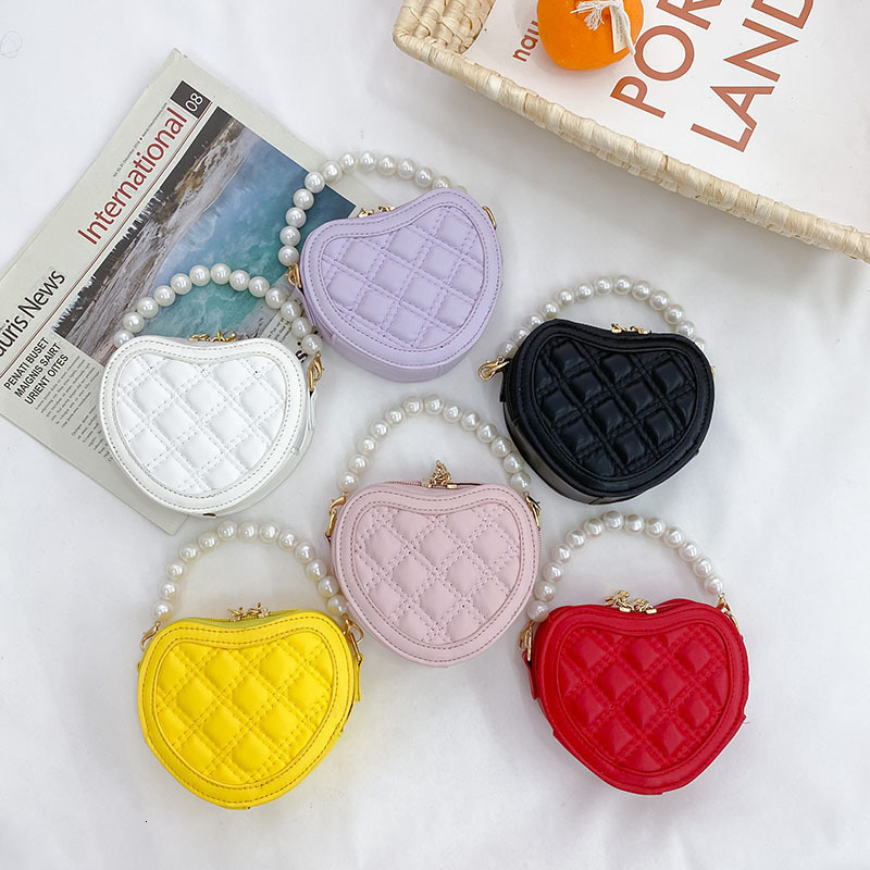 Backpacks Pearl Handle Girls Mini Shoulder Messenger Bag Princess Wallet Coin Purse Handbags Cute Children s Heart shaped Crossbody Bags 230412