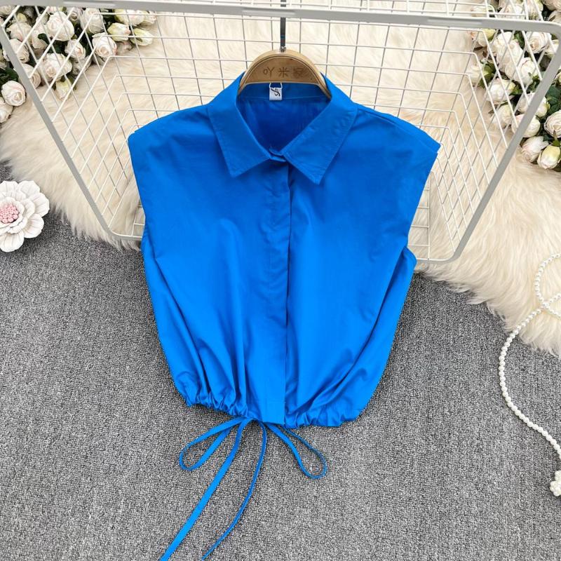 Women's Blouses Summer Korean Fashion For Women Casual Sleeveless Vintage Polo Collar Drawstring Femme Shirts Tops Solid Skinny Blusas, Yellow
Women's Blouses Summer Korean Fashion For Women Casual Sleeveless Vintage Polo Collar Drawstring Femme Shirts Tops Solid Skinny Blusas, Yellow