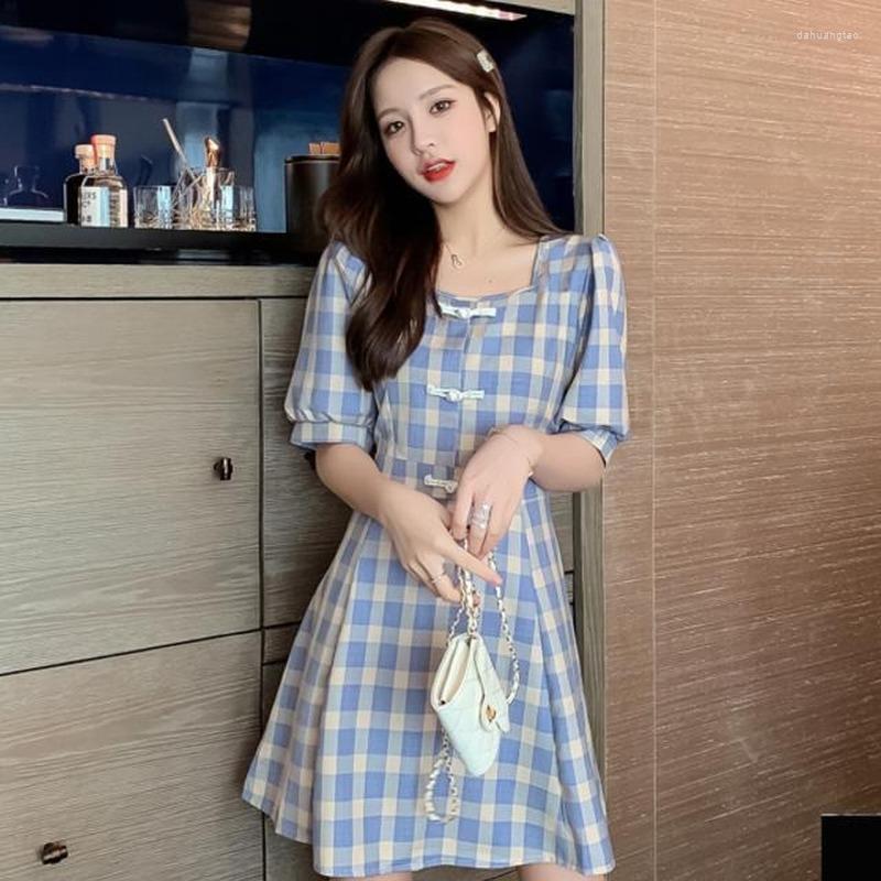 Casual Dresses Cute Blue Plaid Dress Summer Women Puff Sleeve Square Collar Short Cottagecore Vintage Slim High Waist Streetwear
Casual Dresses Cute Blue Plaid Dress Summer Women Puff Sleeve Square Collar Short Cottagecore Vintage Slim High Waist Streetwear
