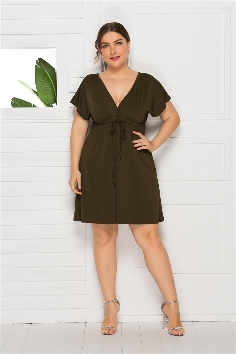 Casual Dresses Elegant Women Summer Sexy Short Sleeve Backless Deep V-neck Solid Party Dress Vestidos 4XL, Green
Casual Dresses Elegant Women Summer Sexy Short Sleeve Backless Deep V-neck Solid Party Dress Vestidos 4XL, Green