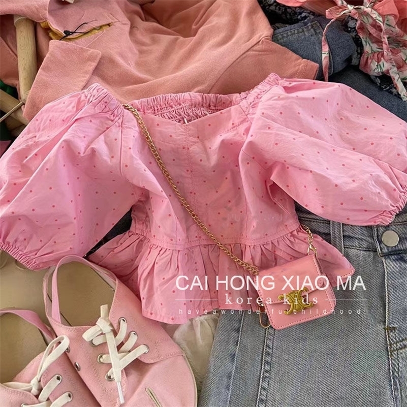 Clothing Sets Summer Little Girls Children Two 2 Piece Pink Topshorts Denim Baby Clothes Kids Birthday Outfits For Women 230412