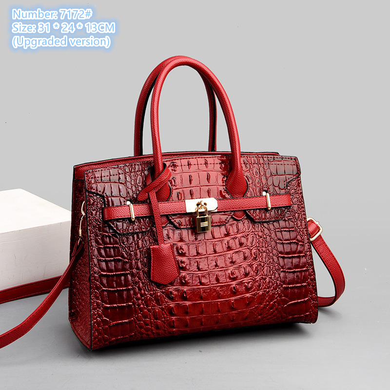 Wholesale Ladies Shoulder Bags 8 Colors Elegant Atmosphere Thickened Emed Leather Handbag Large Crocodile Fashion Tote Bag Gold Buckle Trend Handbags 