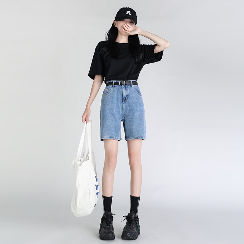 Women's Shorts ZOENOVA Women Blue Baggy Denim Shorts Wide Leg High Waist Elegant Summer Y2K Casual Female Streetwear Stright Jeans Shorts 230413