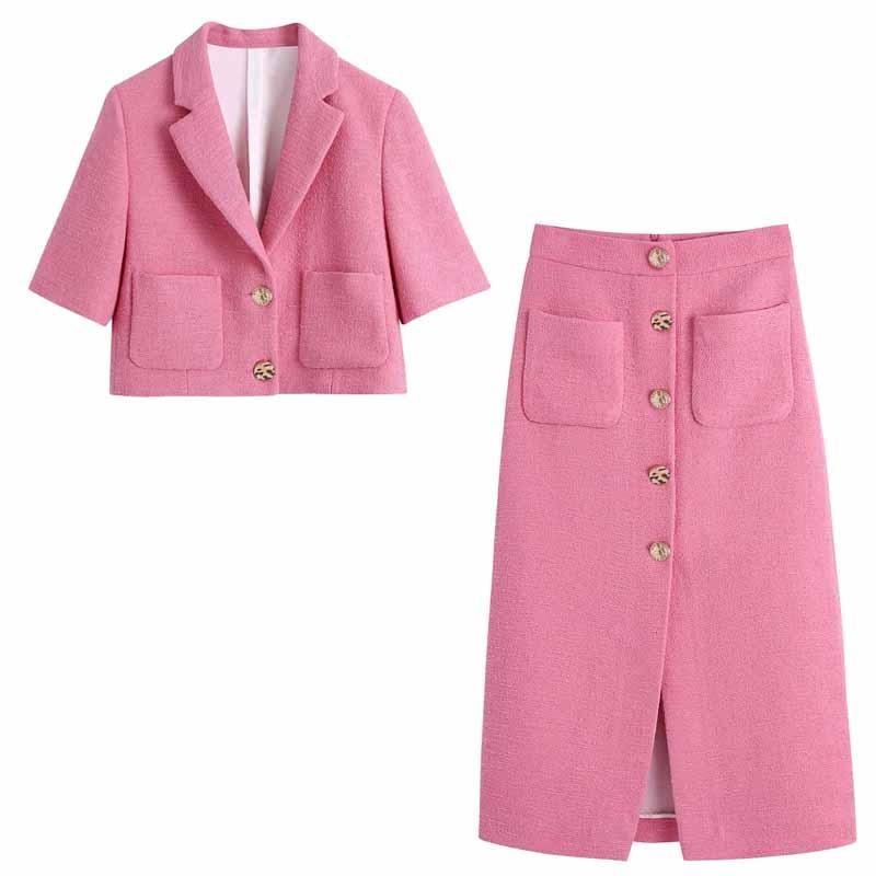 Women's Suits & Blazers Women Fashion With Pockets Tweed Coat Vintage Notched Collar Short Sleeve Female OuterwearAnd Hight Waist Skirt Chic, Red skirt
Women's Suits & Blazers Women Fashion With Pockets Tweed Coat Vintage Notched Collar Short Sleeve Female OuterwearAnd Hight Waist Skirt Chic, Red skirt