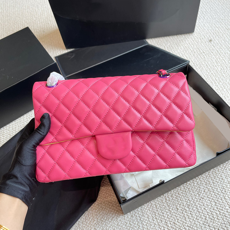 Womens Lambskin Classic Double Flap Quilted Bags Fuchsia Genuine Leather Multi Pochette Trends With Pouch Colorful Metal Hardware Matelasse Designer Handbag 25CM, Box
Womens Lambskin Classic Double Flap Quilted Bags Fuchsia Genuine Leather Multi Pochette Trends With Pouch Colorful Metal Hardware Matelasse Designer Handbag 25CM, Box
