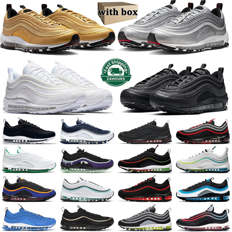 With Box Designer 97 running shoes men women 97s Triple Black White Sean Wotherspoon Sier Gold Bullet University Red Volt mens outdoors trainers sports size