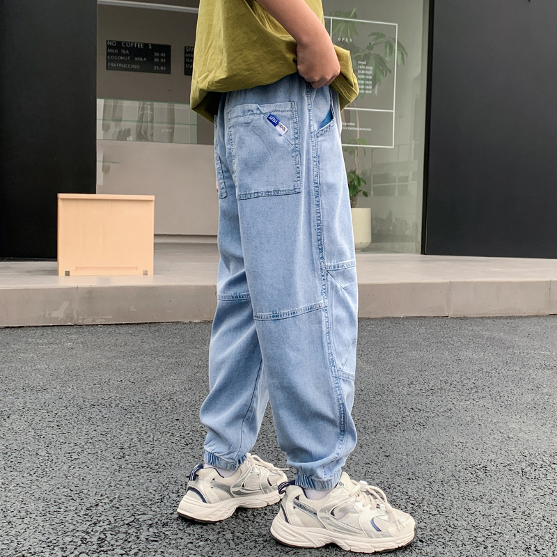 Jeans Boys Pants Summer Thin Jeans Oversize Harem Trousers Big Boy Soft Cool Casual Baggy Denim Pants Joggers Streetwear 230413